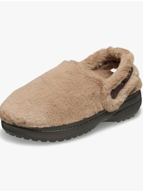 CROCS Cozy Lined Backstrap Clog Slippers - Milk Chocolate